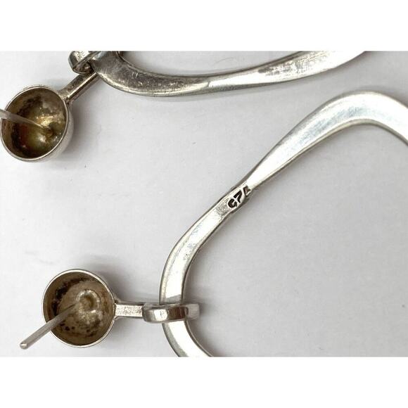 925 Earring Vintage Sterling Silver Modernist Dangles Estate 6g - Picture 4 of 6